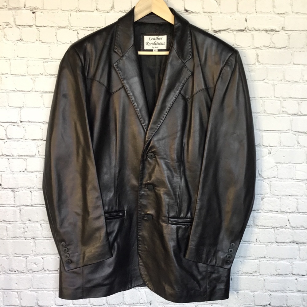 100% LEATHER MENS WESTERN STYLE JACKET